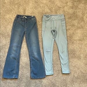 H &M Flare super stretch jeans and yogalicious leggings size 10 girls